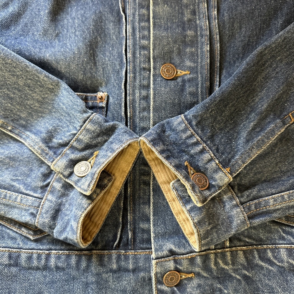 Vtg Ralph‎ Lauren Dungarees Denim Jacket M Cropped Corduroy Leather Accents - Picture 12 of 12
